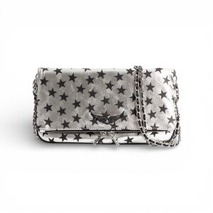 Zadig & Voltaire Silver Star-Print Leather Clutch
